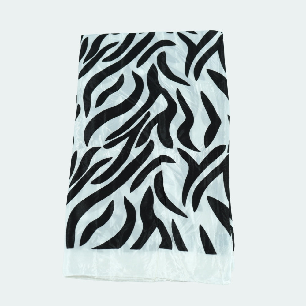 Lenço de Cetim Estampa Animal Print Branco