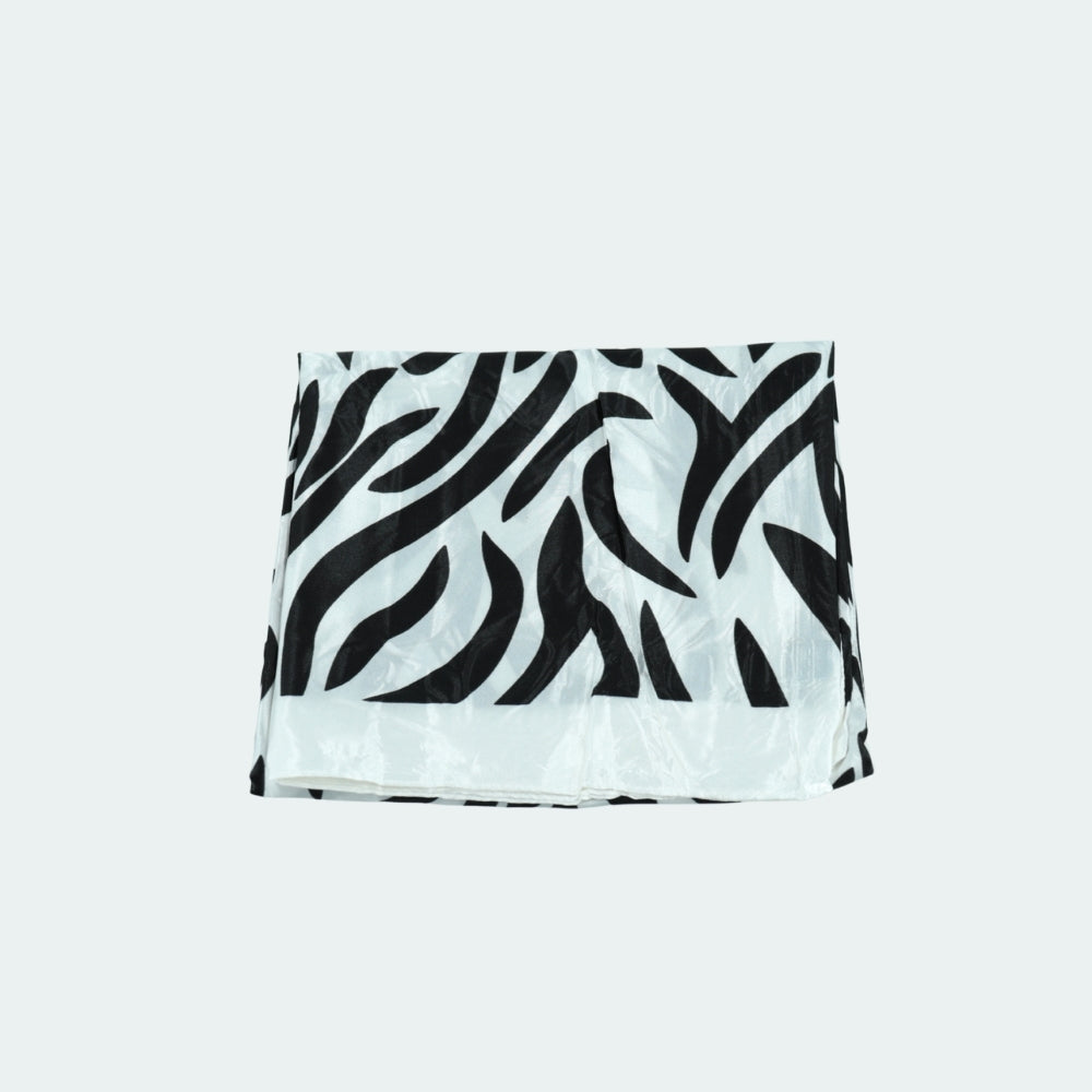 Lenço de Cetim Estampa Animal Print Branco