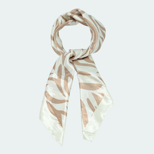 Lenço de Cetim Estampa Animal Print Marfim