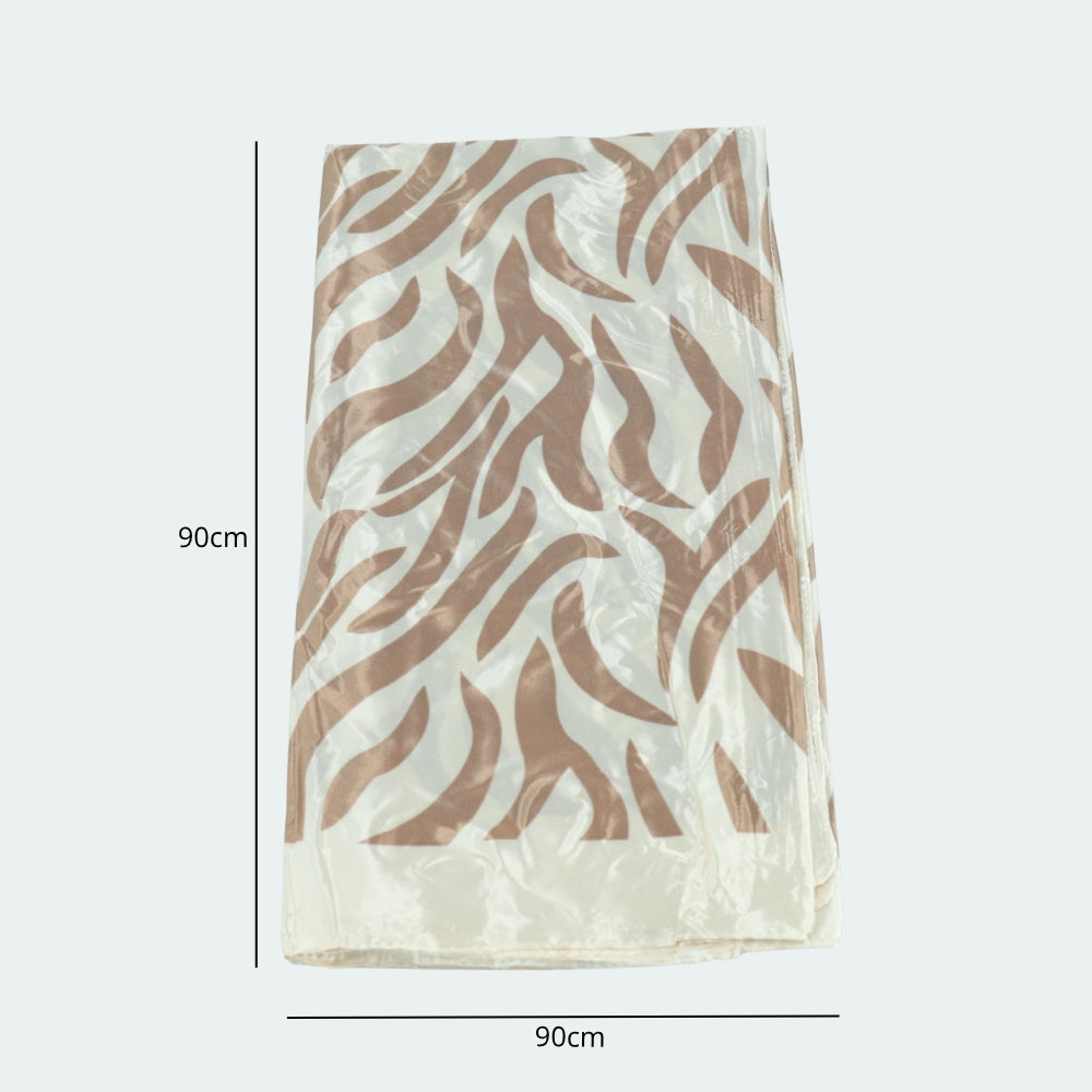 Lenço de Cetim Estampa Animal Print Marfim