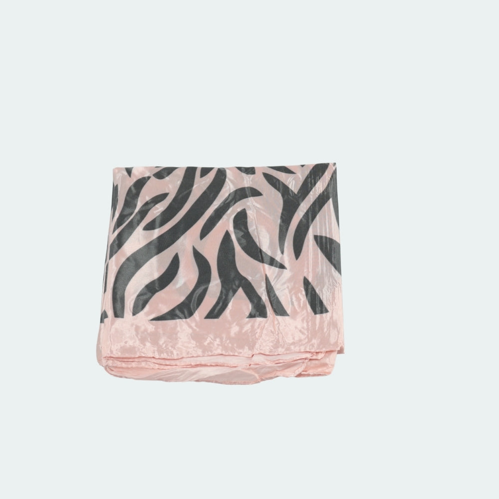 Lenço de Cetim Estampa Animal Print Rosa