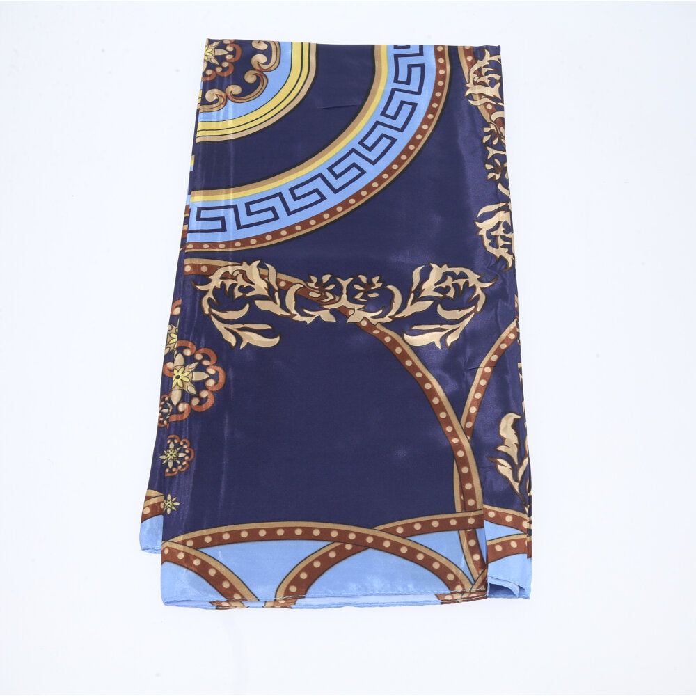 Lenço de Cetim Feminino Estampado Indiano Azul escuro