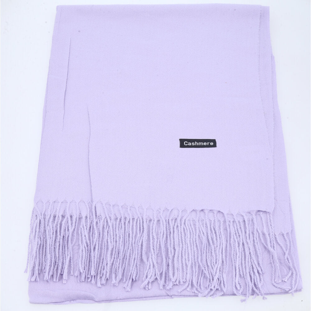 Cachecol em Tecido com Estampa Lisa e Franjas Lilas