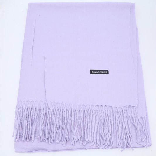 Cachecol em Tecido com Estampa Lisa e Franjas Lilas