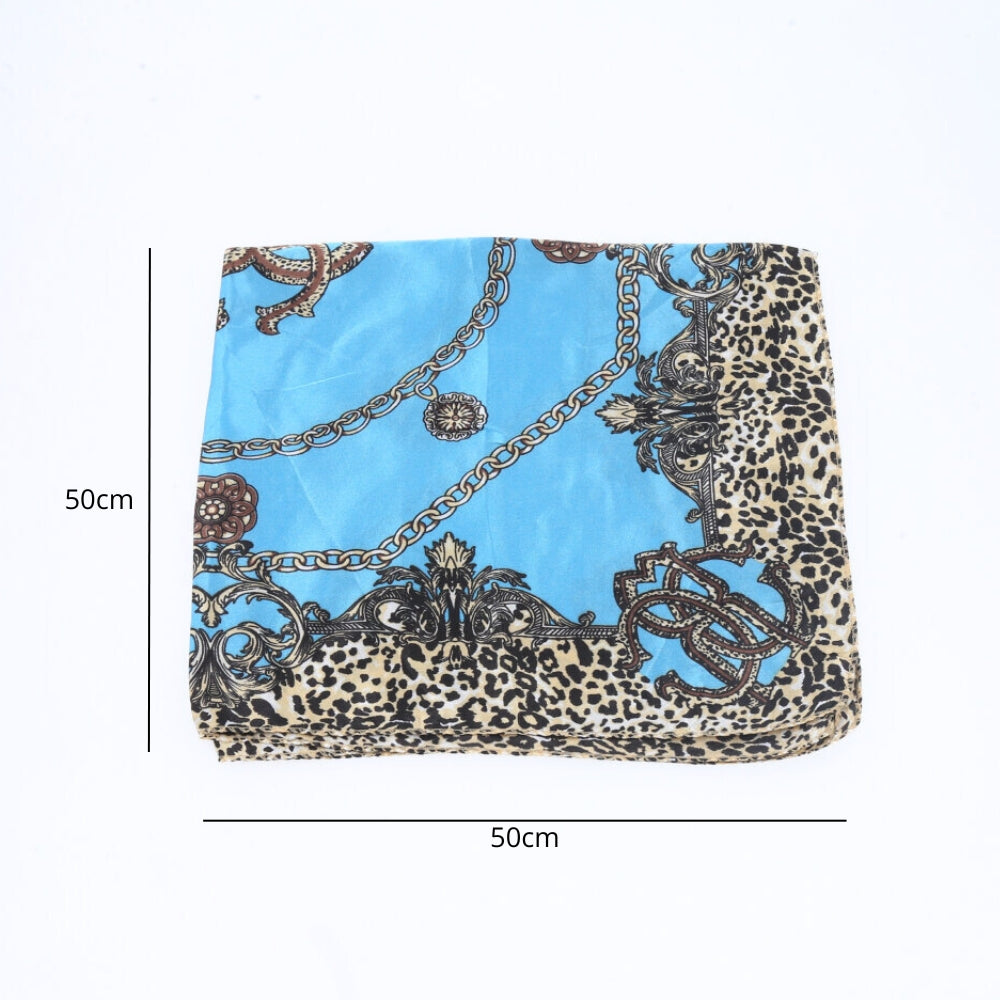 Lenço Feminino de Cetim Pequeno Azul