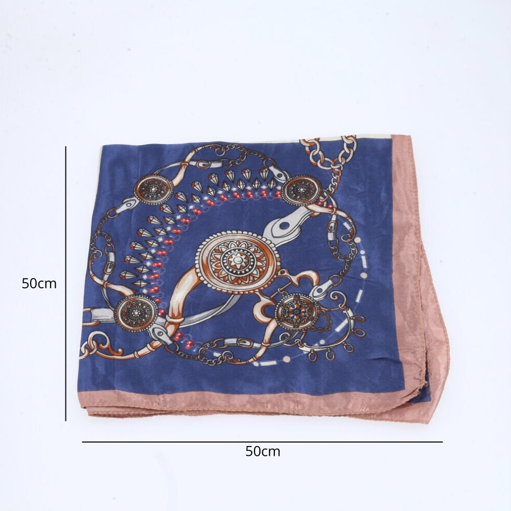 Lenço Feminino de Cetim Elegante Azul escuro
