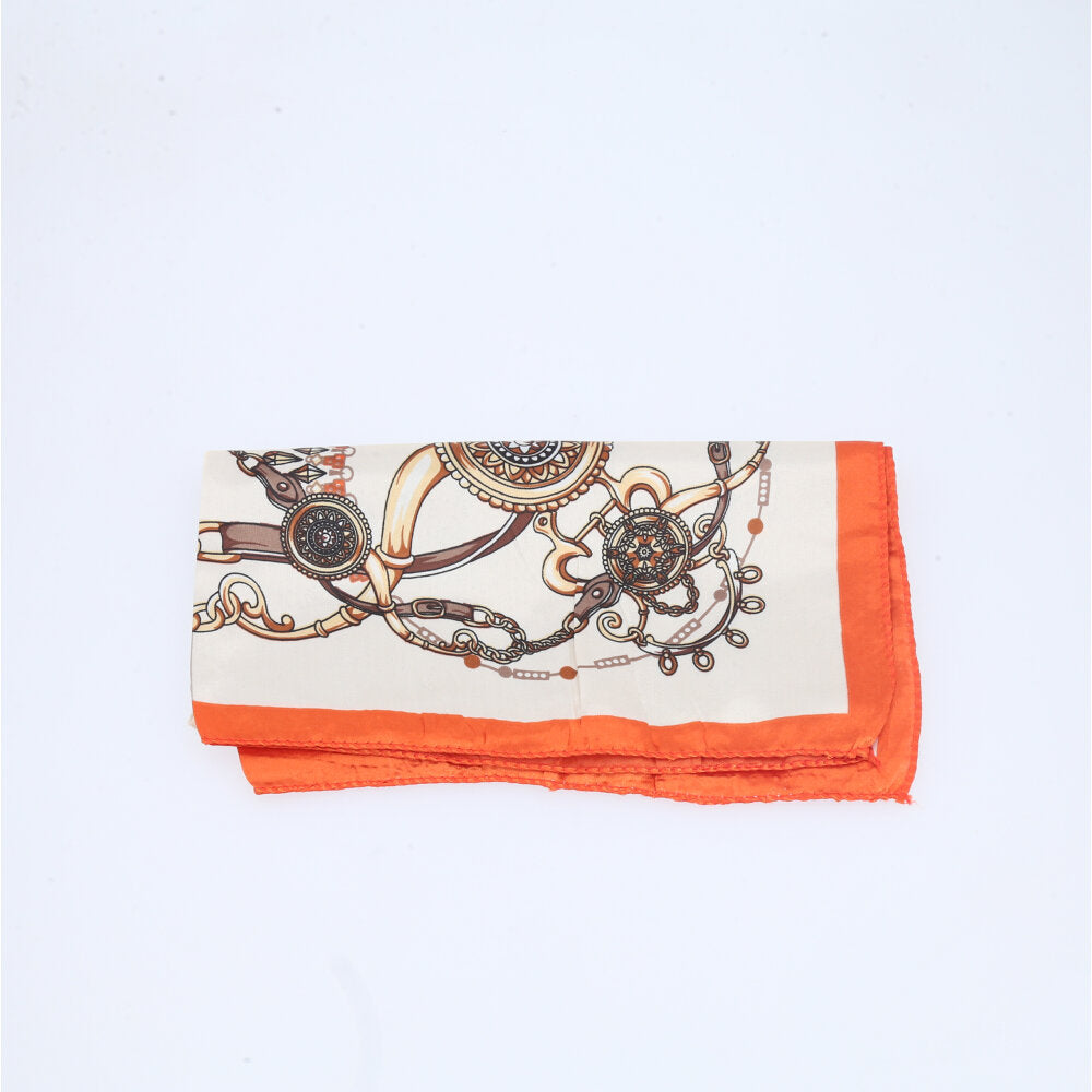 Lenço Feminino de Cetim Elegante Laranja