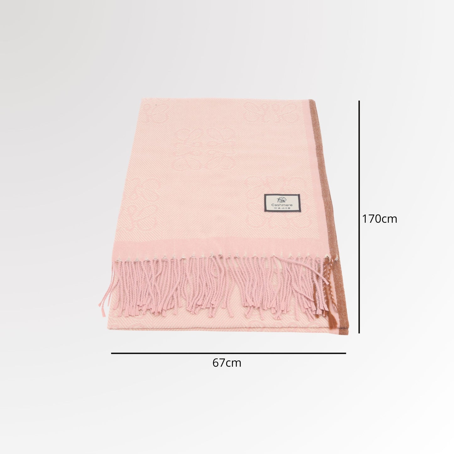Cachecol com Estampa Boho e Acabamento em Franjas Rosa