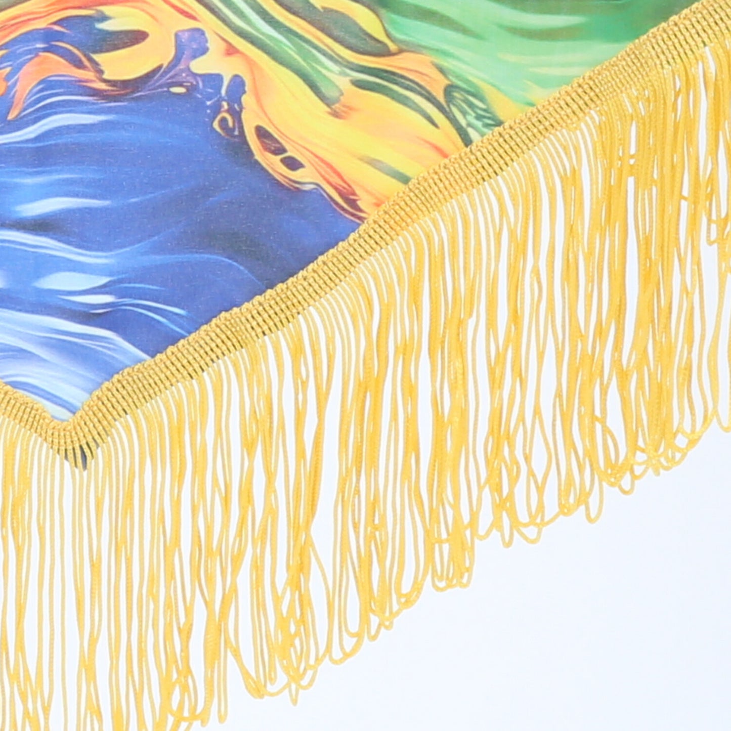 LENÇO EM TECIDO COM ESTAMPA DO BRASIL E ACABAMENTO EM FRANJA Amarelo