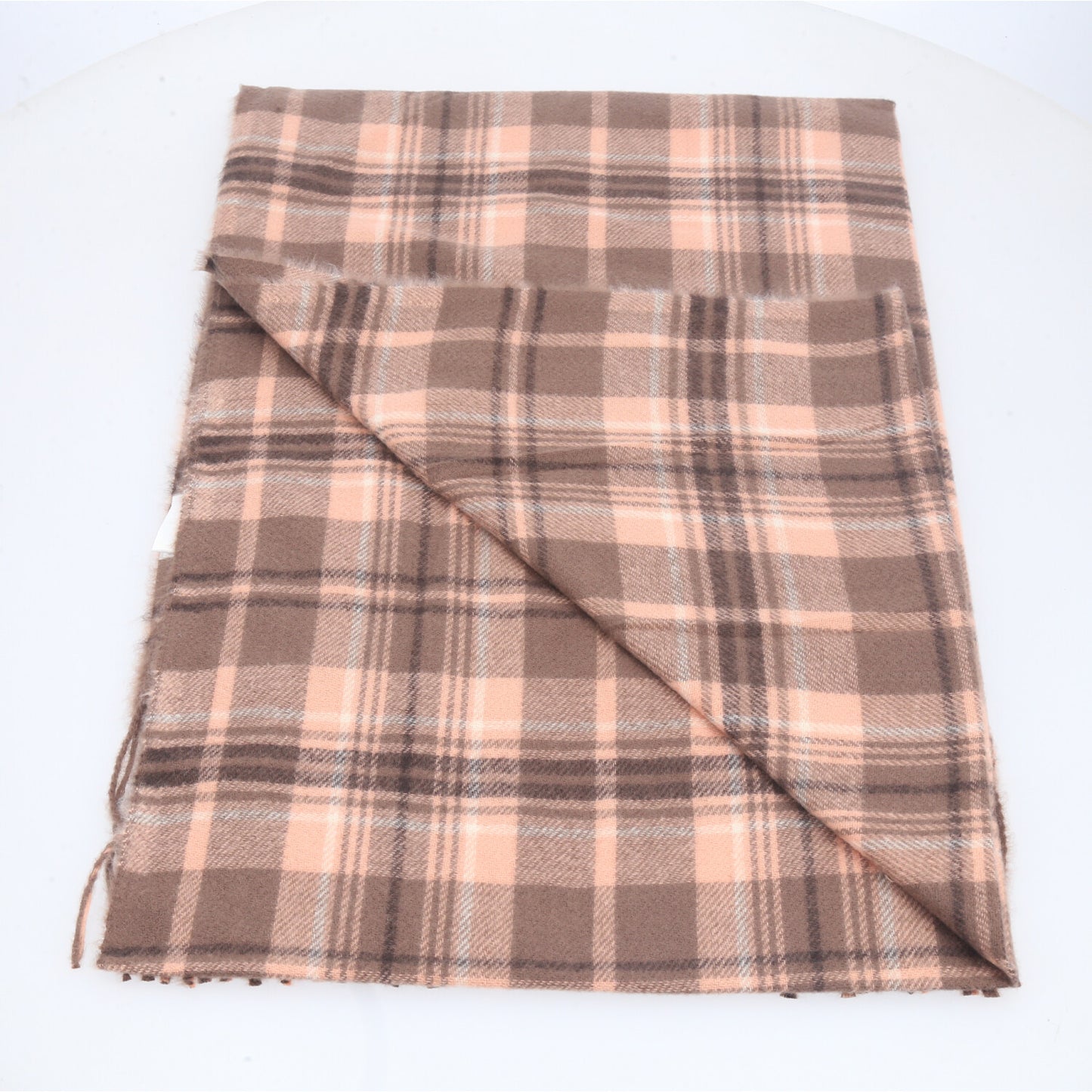 Cachecol Xadrez Feminino com Franjas Rose