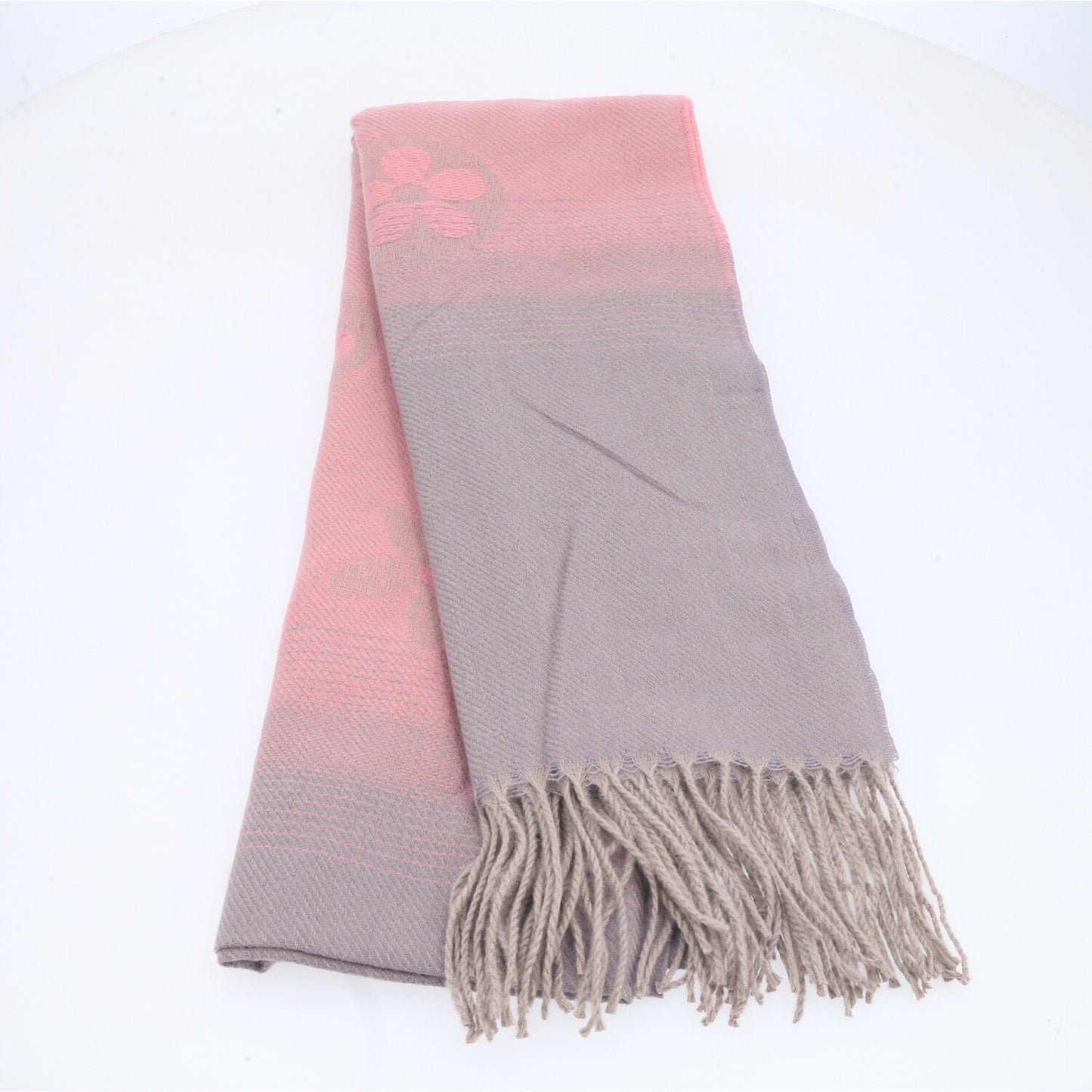Cachecol Feminino Degradê com Franjas Rosa