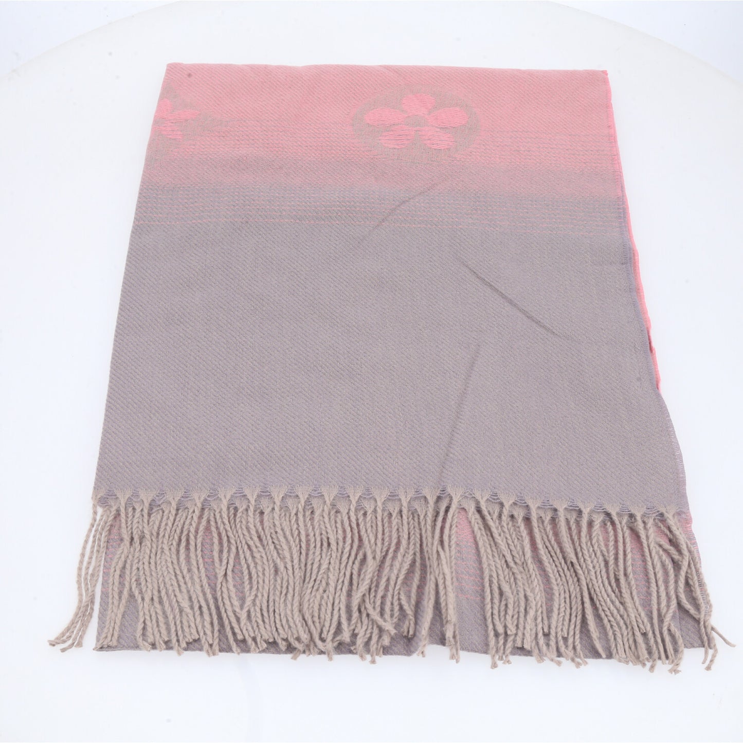 Cachecol Feminino Degradê com Franjas Rosa