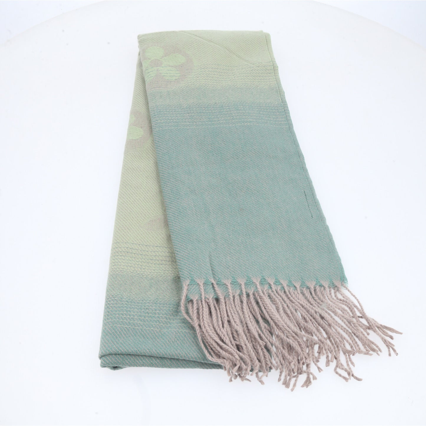 Cachecol Feminino Degradê com Franjas Verde