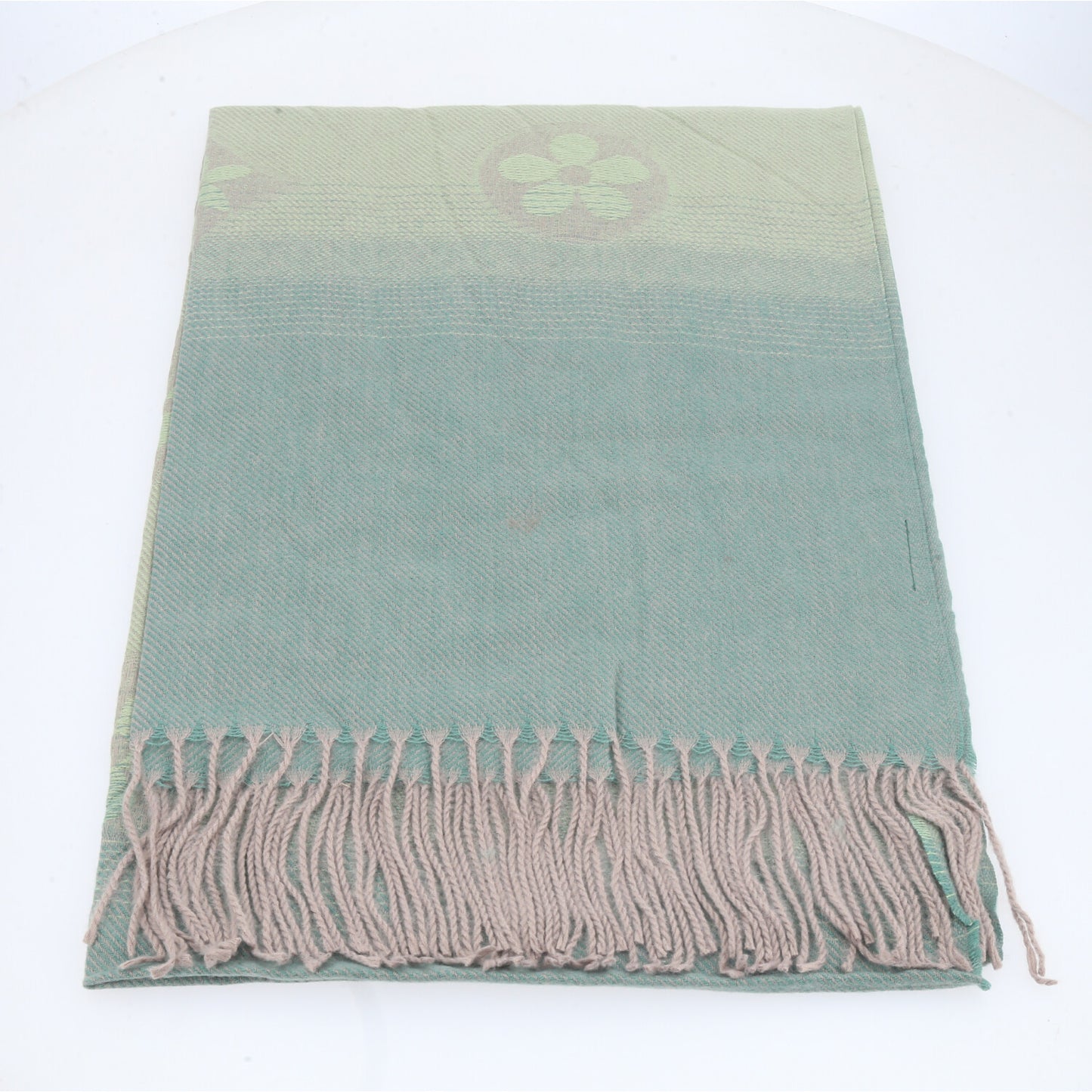 Cachecol Feminino Degradê com Franjas Verde