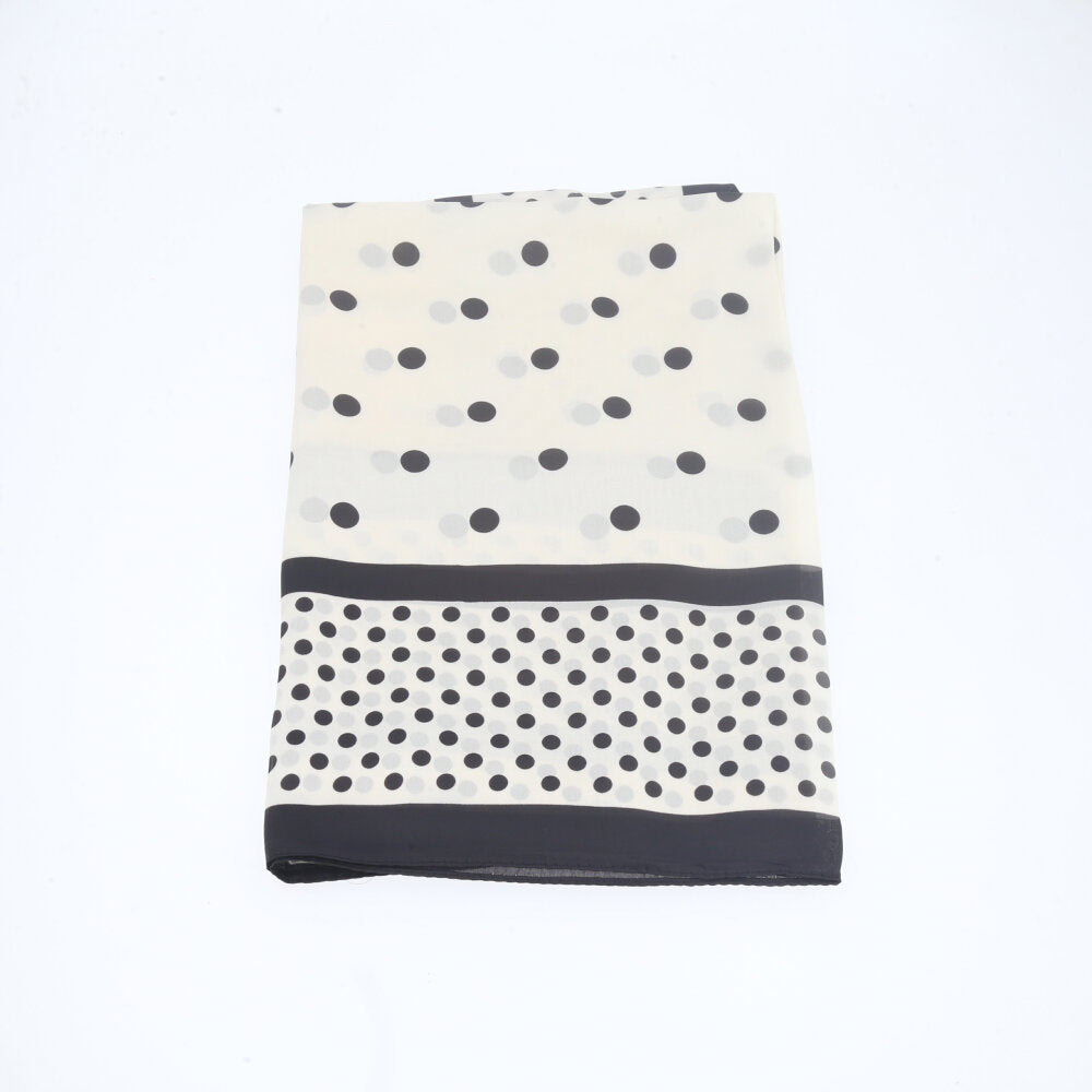 Lenço de Cetim Listrado com Poá Branco