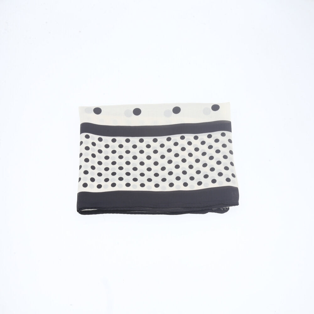 Lenço de Cetim Listrado com Poá Branco