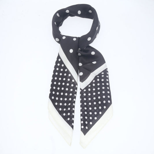 Lenço de Cetim Listrado com Poá Preto