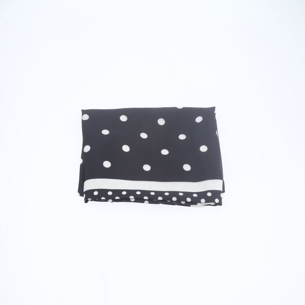 Lenço de Cetim Listrado com Poá Preto