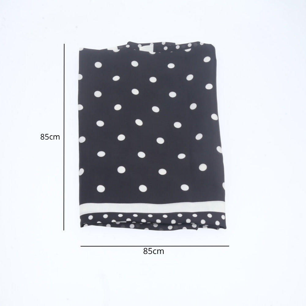 Lenço de Cetim Listrado com Poá Preto