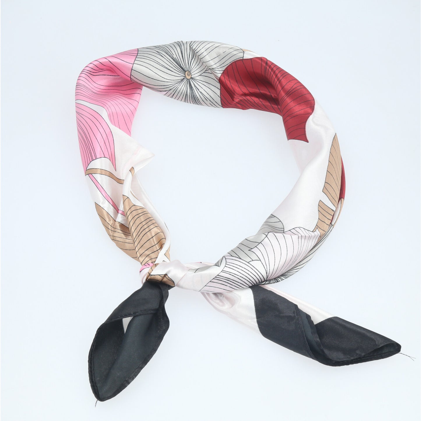 Lenço de Cetim com Estampa Floral Branco