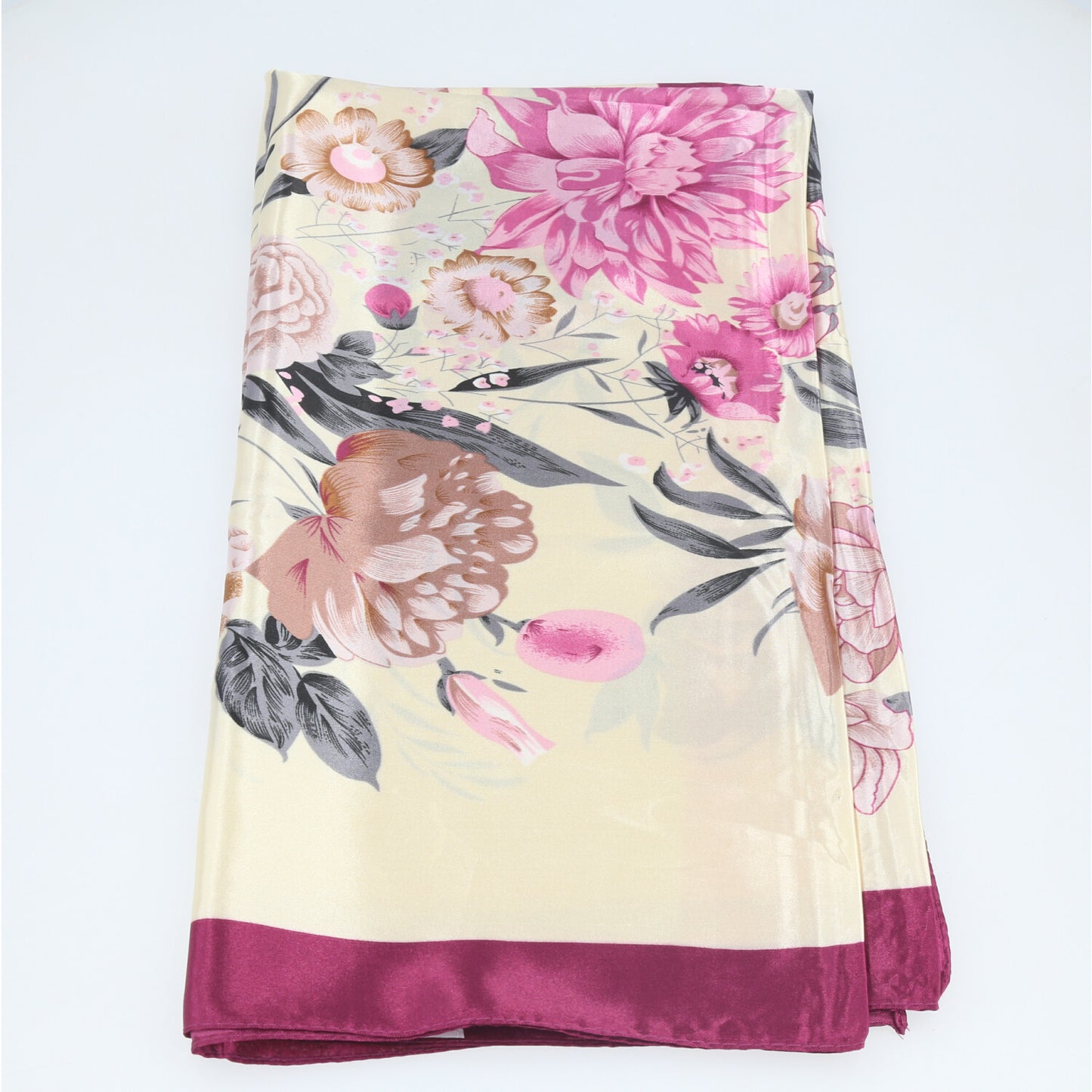 Lenço de Cetim com Estampa Floral Elegante Roxo