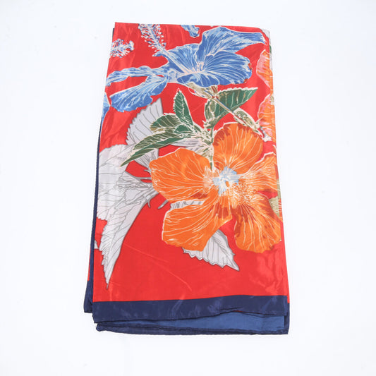 Lenço de Cetim Floral Tropical Vermelho