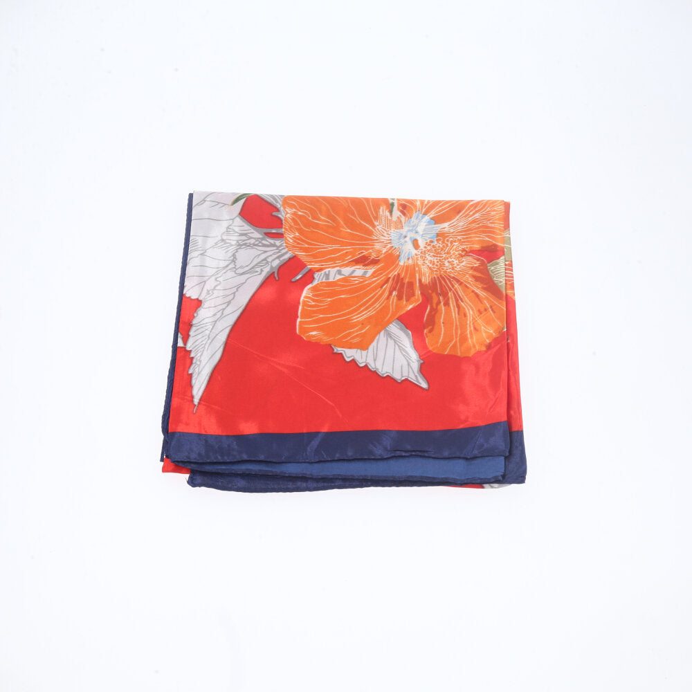 Lenço de Cetim Floral Tropical Vermelho