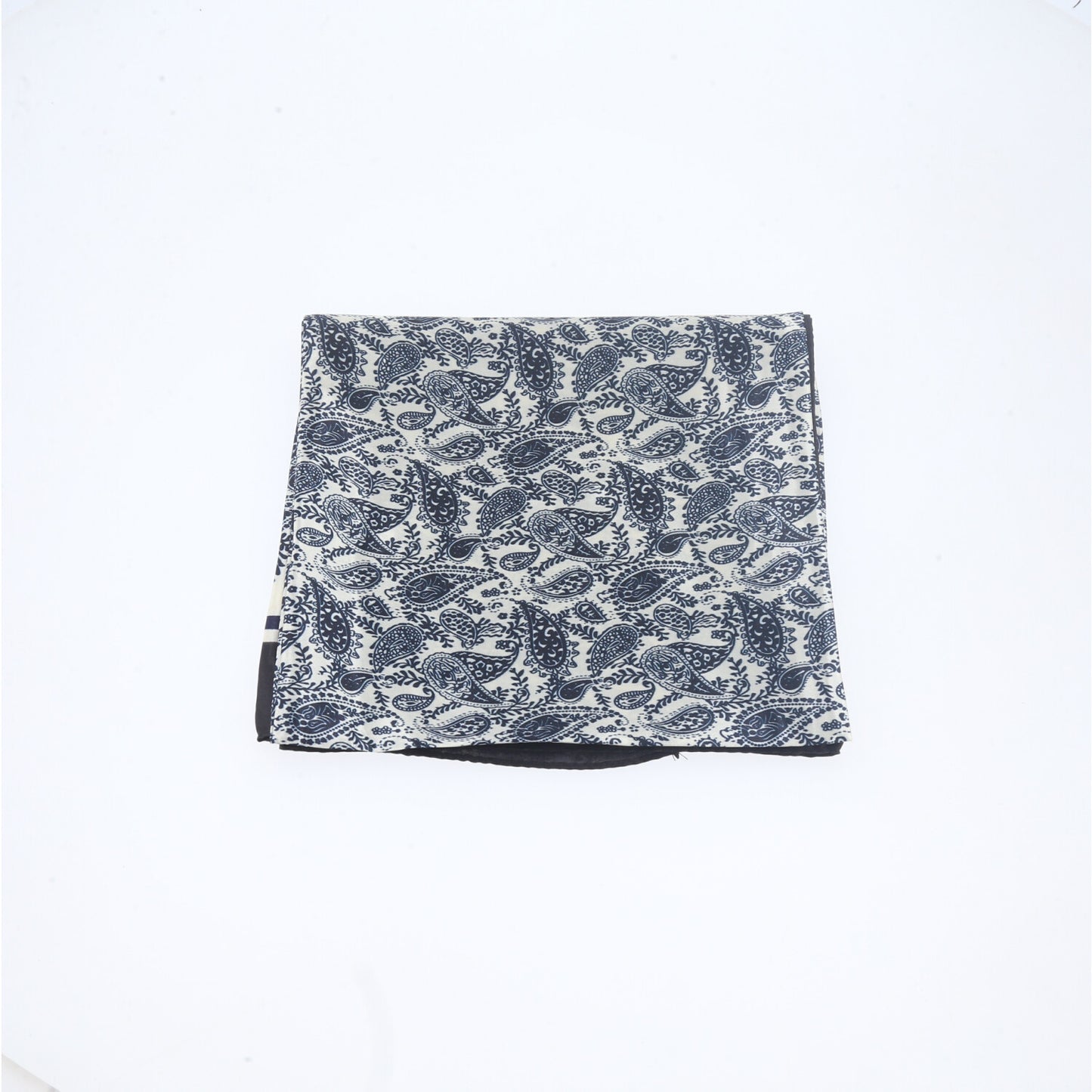 Lenço de Cetim com Estampa de Paisley Azul escuro