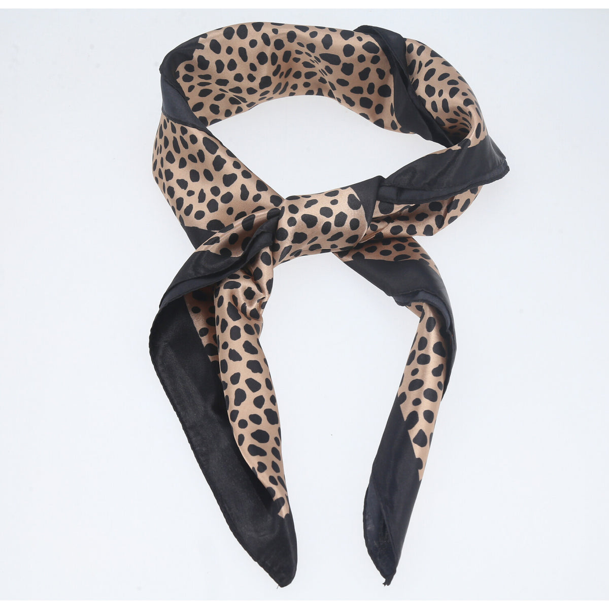 Lenço de Cetim Feminino Animal Print Bege