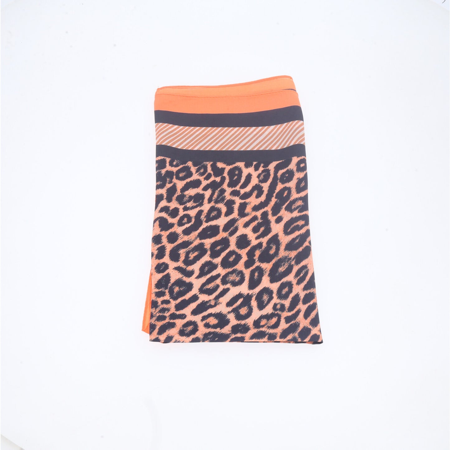 Lenço de Cetim com Estampa Animal Print Laranja