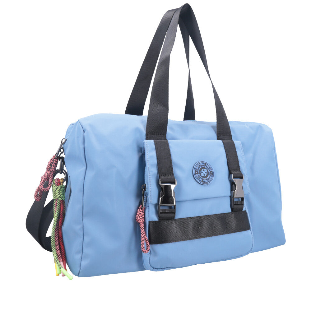 Sacola de Nylon Espaçosa e Impermeável com Alça Transversal Azul