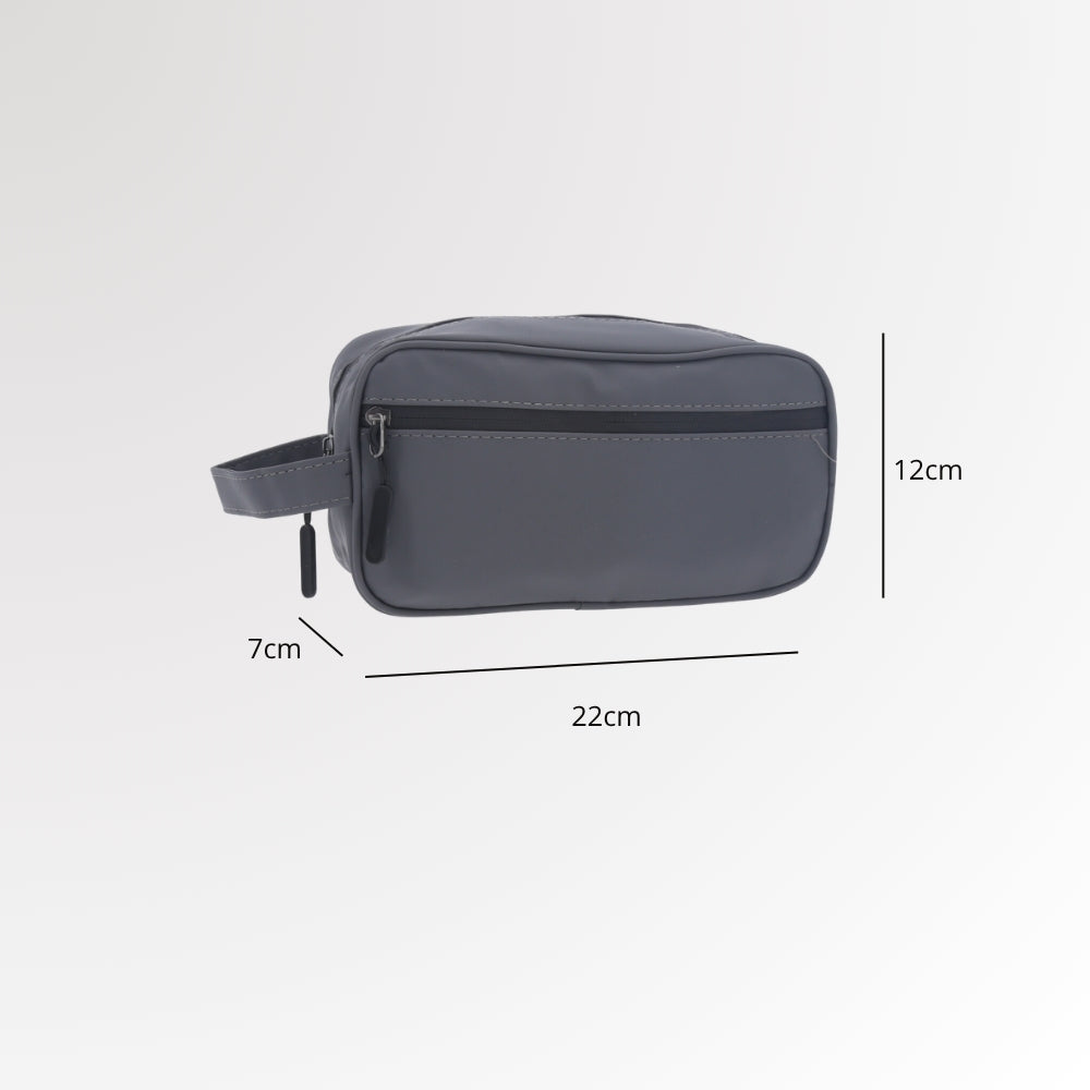 Nécessaire Masculina com Bolso Frontal e Alça Lateral Cinza