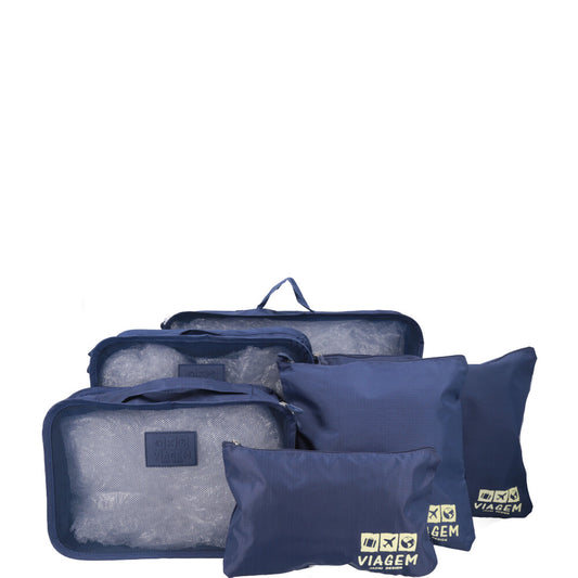 Kit Organizador De Malas Nécessaire  6 Peças Azul