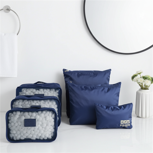 Kit Organizador De Malas Nécessaire  6 Peças Azul escuro