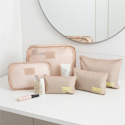 Kit Organizador de Mala com 6 peças Bege