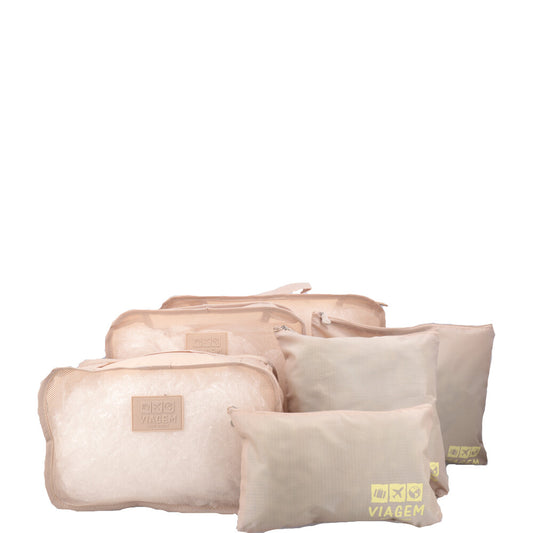 Kit Organizador De Malas Nécessaire  6 Peças Bege