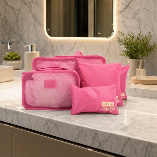 Kit Organizador de Mala com 6 peças Pink