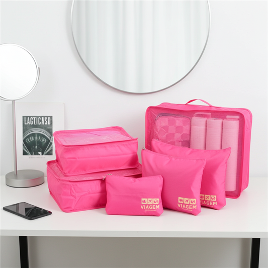 Kit Organizador de Mala com 6 peças Pink