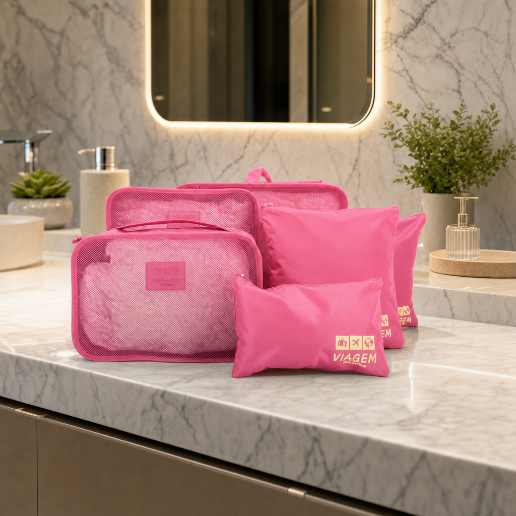 Kit Organizador de Mala com 6 peças Pink