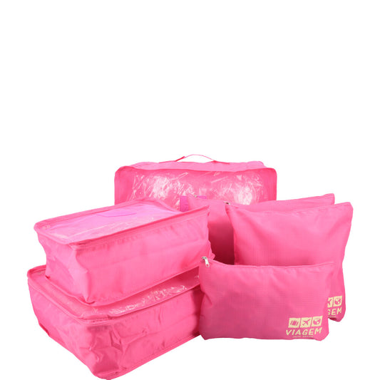 Kit Organizador De Malas Nécessaire  6 Peças Pink