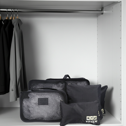 Kit Organizador de Mala com 6 peças Preto