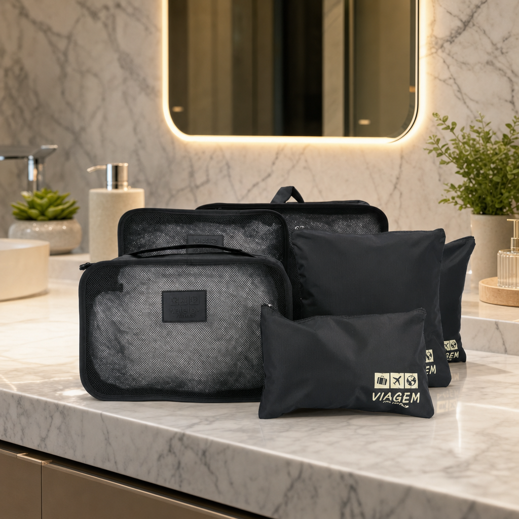 Kit Organizador de Mala com 6 peças Preto