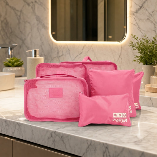 Kit Organizador de Mala com 6 peças Rosa