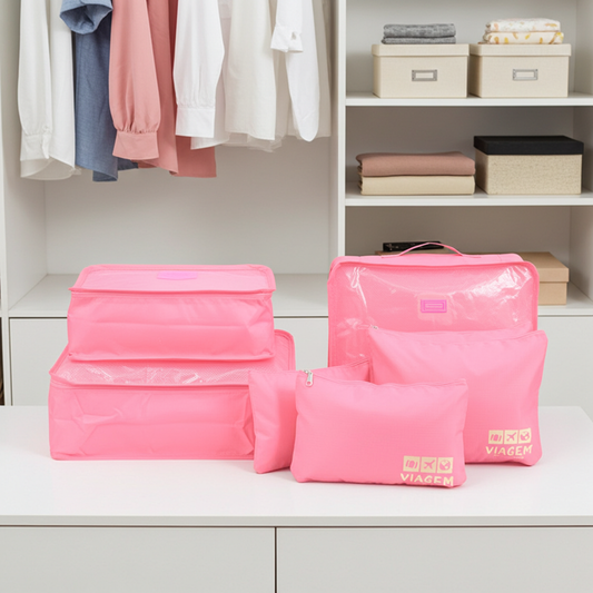 Kit Organizador de Mala com 6 peças Rosa
