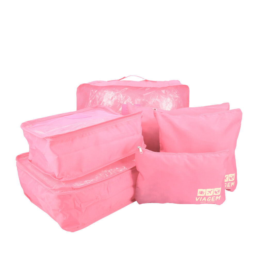Kit Organizador de Mala com 6 peças Rosa