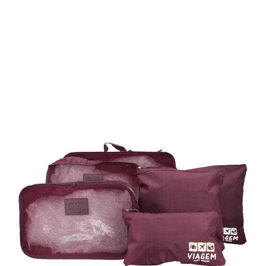 Kit Organizador De Malas Nécessaire  6 Peças Vinho