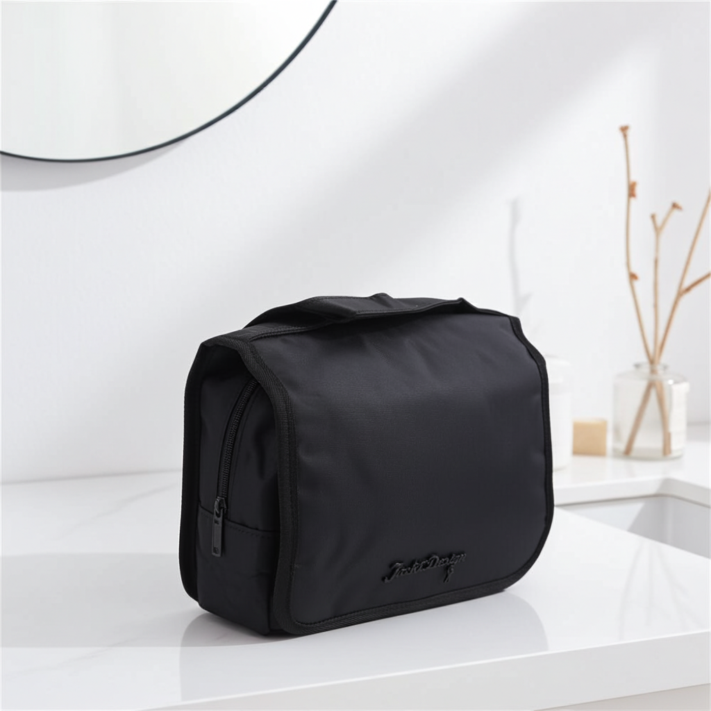 Nécessaire para Viagem com Gancho Integrado para Pendurar Preto