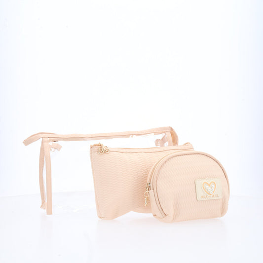 Kit de Nécessaire com 3 Peças Bege