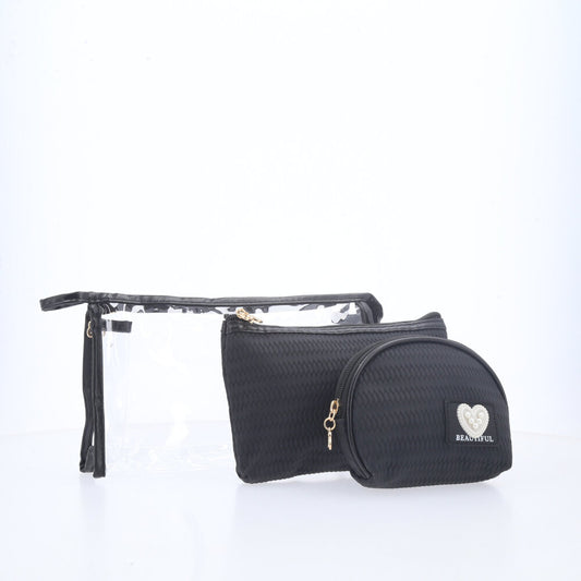 Kit de Nécessaire com 3 Peças Preto