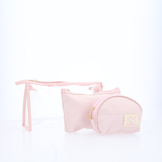 Kit de Nécessaire com 3 Peças Rosa